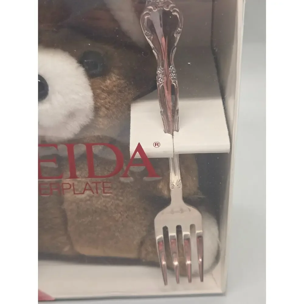 NEW Vintage Oneida Silverplate 2 Piece Baby Flatware Set with Bear 